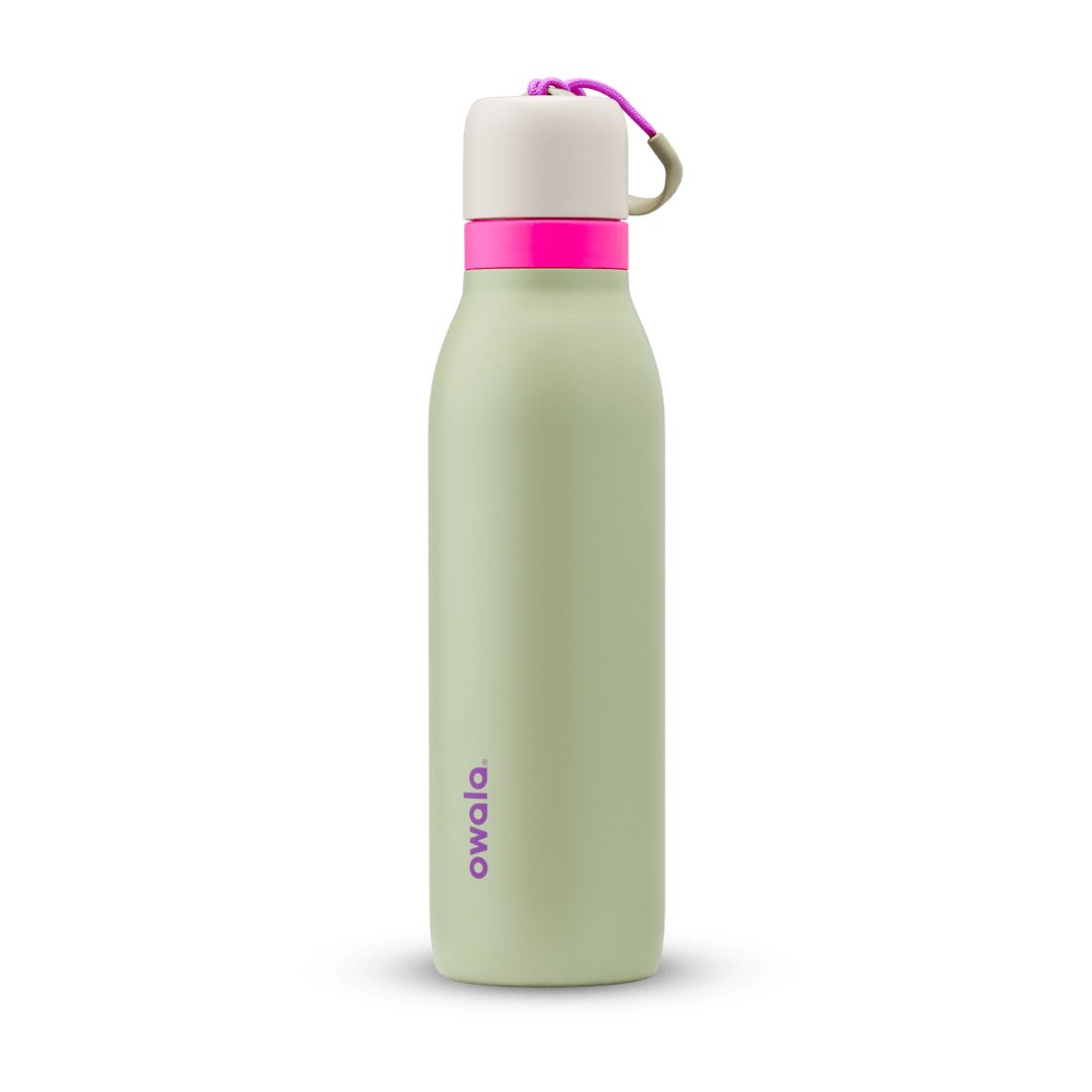 Owala green and pink 18oz FreeSip Twist stainless steel water bottle